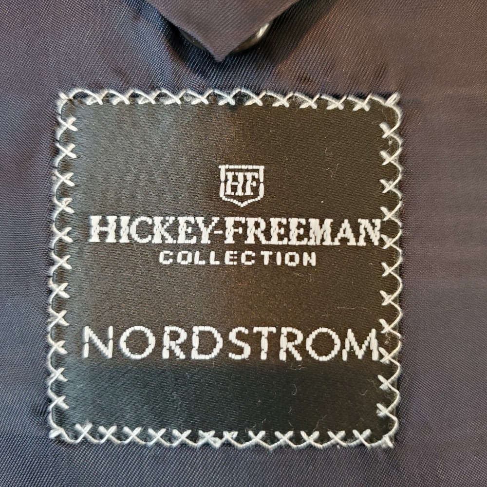 Hickey Freeman Suit Jacket Sport Coat 2 Button Blue PinStripe 46R 100% Wool EUC - Picture 15 of 16